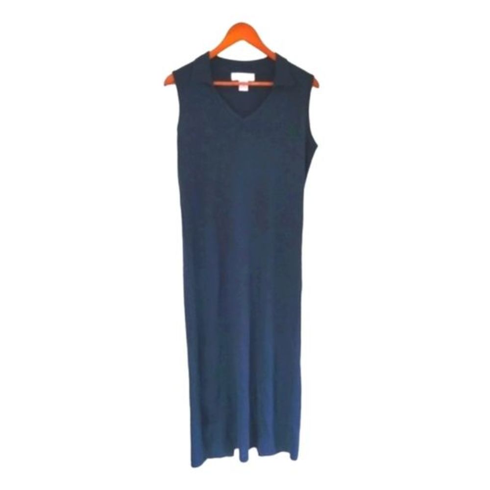 Clorinda Merino Wool Cashmere Maxi Sleeveless Sweater Dress Blue Medium